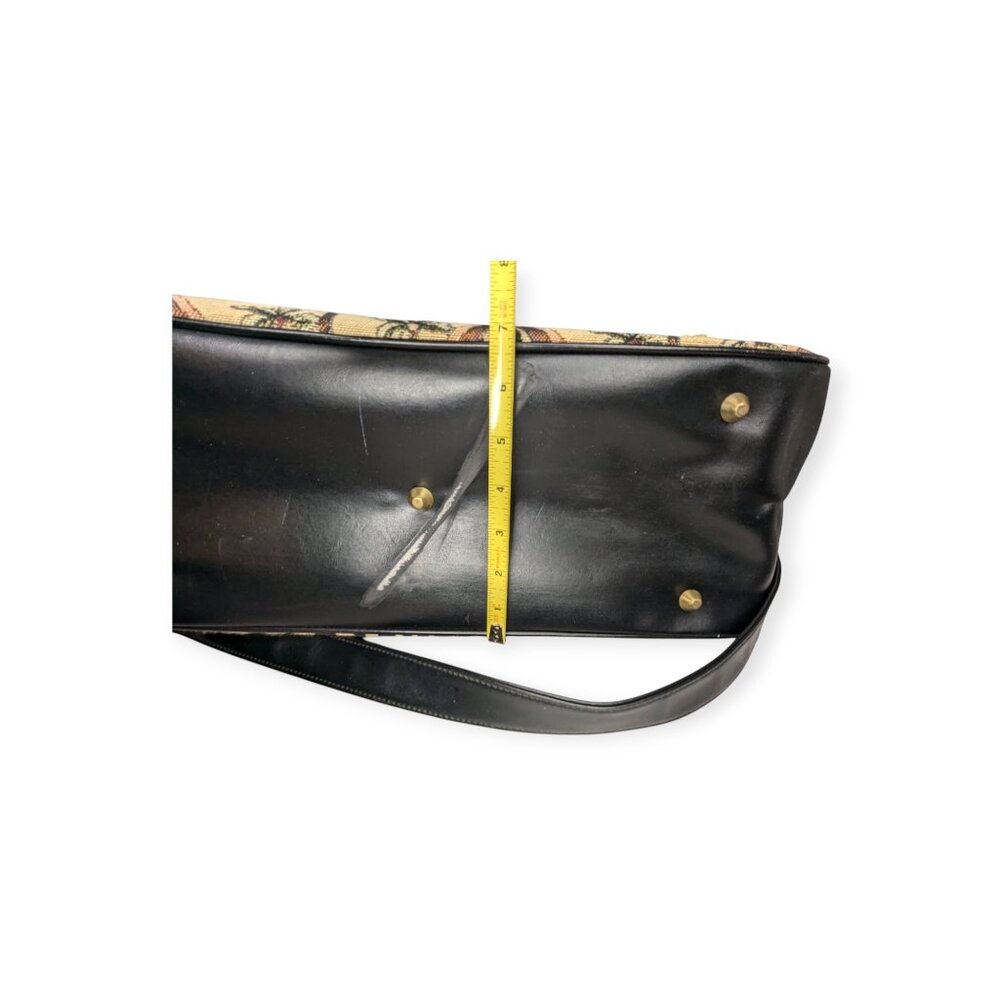 Sharif Palm Tree & Leopard Print Travel Bag in Black, Tan, Gold - Picture 10 of 16